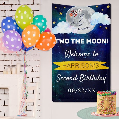 Two the Moon 2nd Birthday Party Welcome Banner
