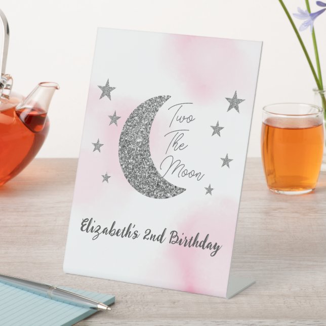 Two The Moon 2nd Birthday Pedestal Sign (In SItu)