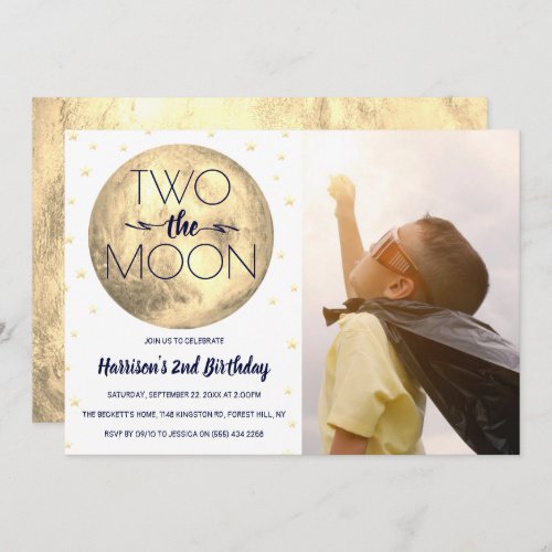 Two The Moon 2nd Birthday Photo Invitation