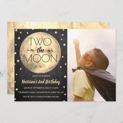 Two The Moon 2nd Birthday Photo Invitation