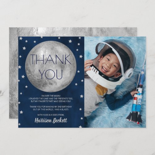 Two The Moon 2nd Birthday Photo Thank You Card