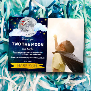 Two The Moon 2nd Birthday Photo Thank You Card