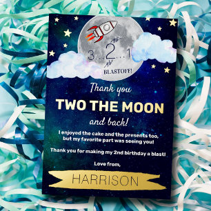 Two The Moon 2nd Birthday Real Foil Thank You Card