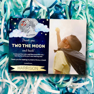 Two The Moon 2nd Birthday Real Foil Thank You Card