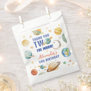 Two The Moon 2nd Birthday Space Galaxy Favor Bag