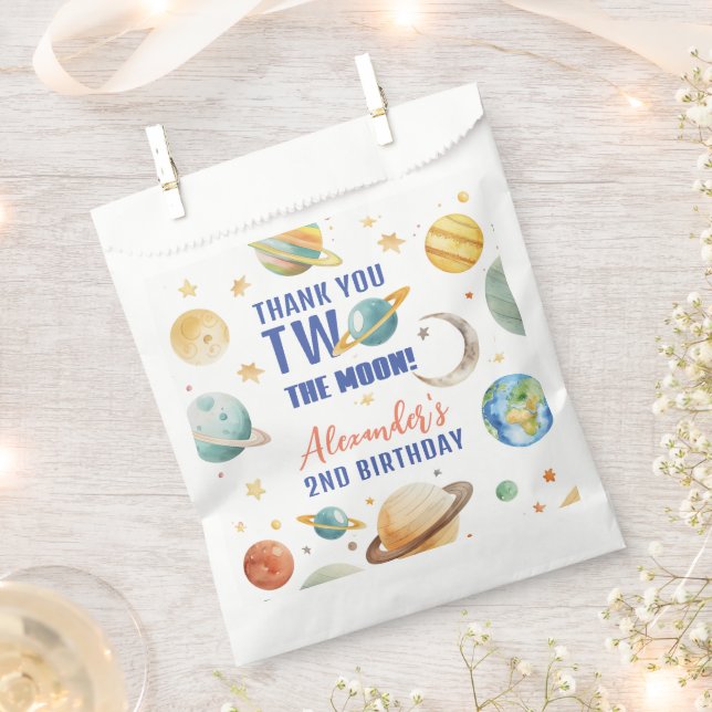 Two The Moon 2nd Birthday Space Galaxy Favor Bag (Clipped)