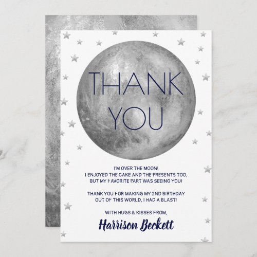 Two The Moon 2nd Birthday Thank You Card