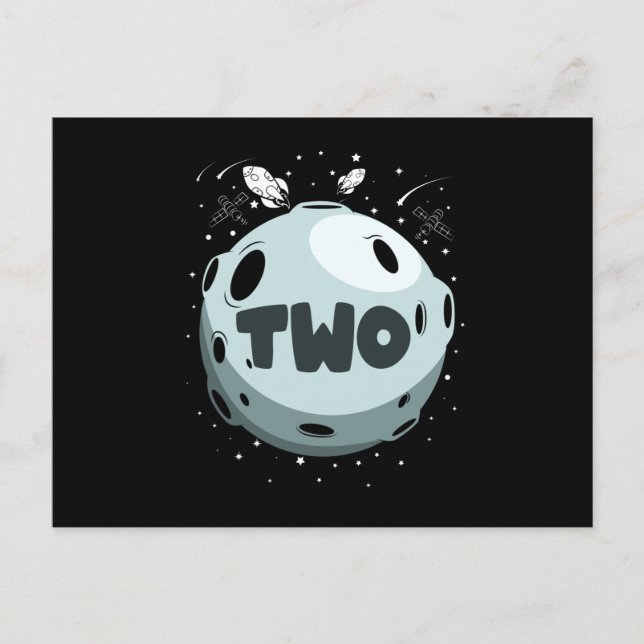 TWO THE MOON 2nd Birthday Toddler 2 Year Old Postcard (Front)