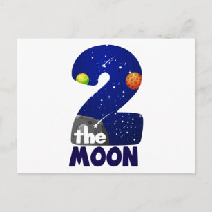 TWO THE MOON 2nd Birthday Toddler Space Birthday Postcard
