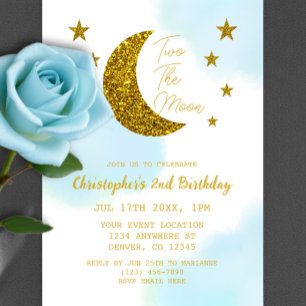 Two The Moon 2nd Birthday Vellum Invitations