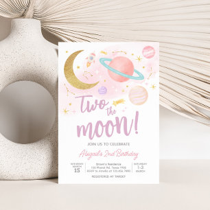Two the Moon and Stars Birthday Party Invitation