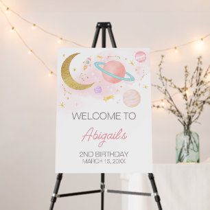 Two the Moon and Stars Birthday Party Welcome Sign