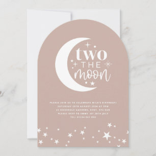 Two The Moon Arched Blush Pink Birthday Invitation