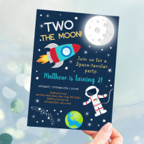 Two The Moon Astronaut Space Birthday Invitation