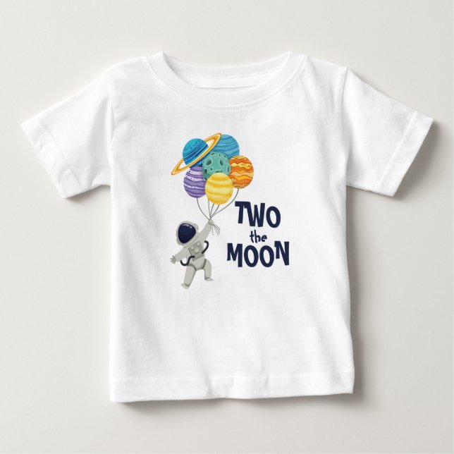 Two the moon Birthday Boy Space Planets Astronaut Baby T-Shirt (Front)