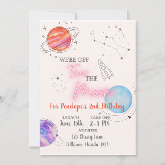 Two the Moon Birthday Invitation
