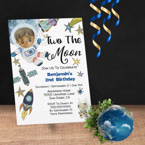 Two The Moon Birthday  Invitation