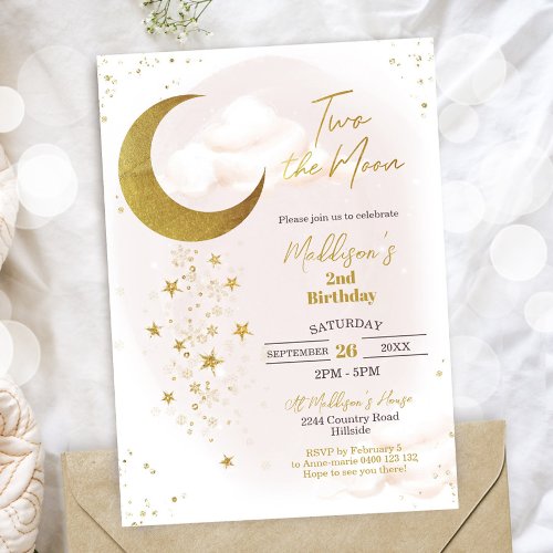 Two the Moon Birthday Invitation