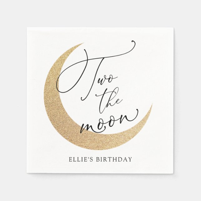 Two the Moon Birthday Napkins (Front)
