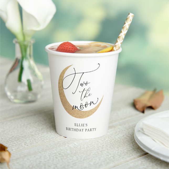Two the Moon Birthday Paper Cups (Insitu)