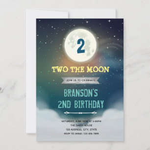 Two the moon birthday party invitation