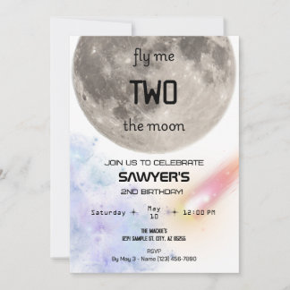 Two The Moon Birthday Party Invitation