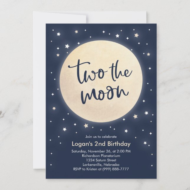 Two the Moon Birthday Party Invitation (Front)