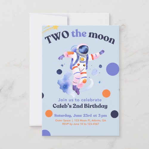 Two the Moon Birthday Party Invitation