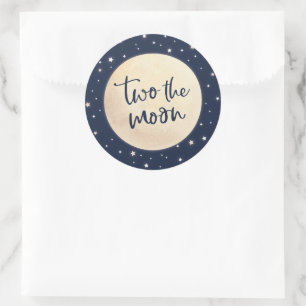 Two the Moon Birthday Party Stickers for Favors
