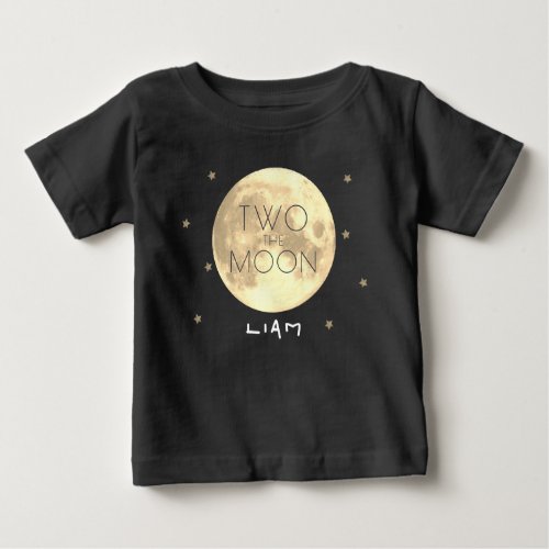 Two the Moon Black 2nd Birthday Boy Baby T_Shirt