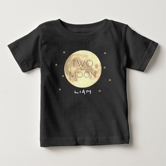 Two the Moon Black 2nd Birthday Boy Baby T-Shirt (Front)