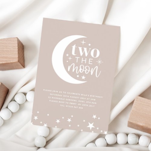 Two The Moon Blush Birthday Invitation