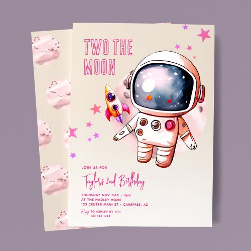 Two The Moon Boho 2nd Birthday Invitation