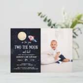 Two The Moon Boy 2nd Birthday Boy Photo Invitation (Standing Front)