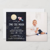 Two The Moon Boy 2nd Birthday Boy Photo Invitation (Front)