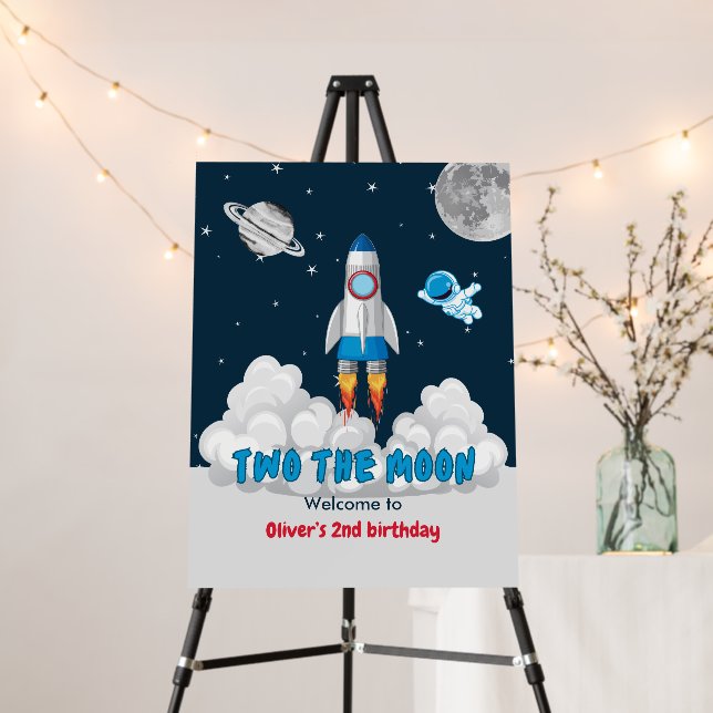 Two The Moon Boy Space Rocket 2nd Birthday Foam Board (In Situ (Stand))
