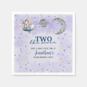 Two The Moon Boy Space Rocket 2nd Birthday Napkins