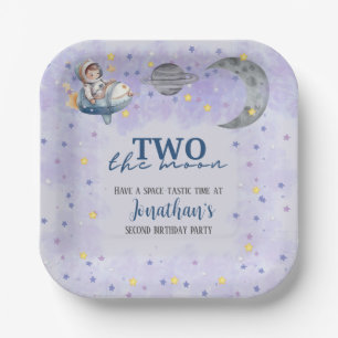 Two The Moon Boy Space Rocket 2nd Birthday  Paper Plates