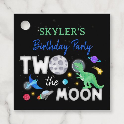 Two The Moon Dinosaur Astronaut 2nd Birthday Favor Tags