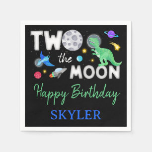 Two The Moon Dinosaur Astronaut 2nd Birthday Napkins