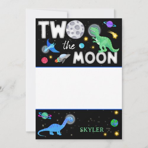 Two The Moon Dinosaur Astronaut 2nd Birthday Thank You Card