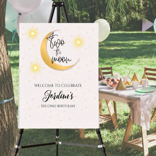 Two The Moon Elegant Gender Neutral 2nd Birthday  Foam Board