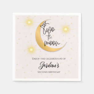 Two The Moon Elegant Gender Neutral 2nd Birthday Napkins