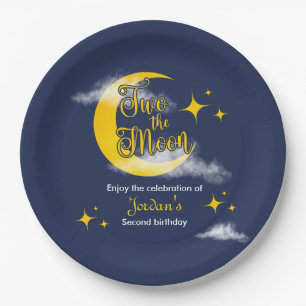 Two The Moon Elegant Gender Neutral 2nd Birthday  Paper Plates