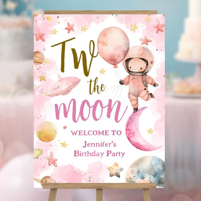 Two The Moon! Girl Astronaut Space 2nd Birthday Foam Board (Creator Uploaded)
