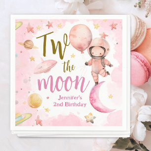 Two The Moon! Girl Astronaut Space 2nd Birthday Napkins
