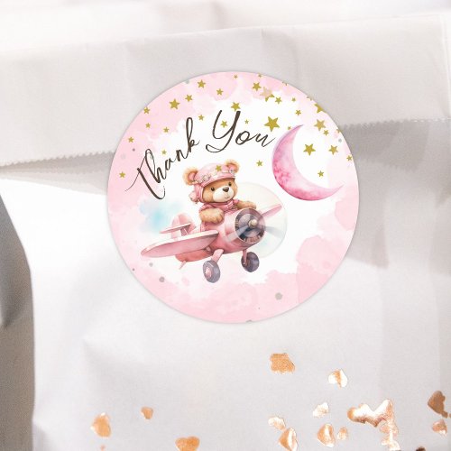 TWO the Moon  Girl Pink 2nd Birthday Classic Round Sticker