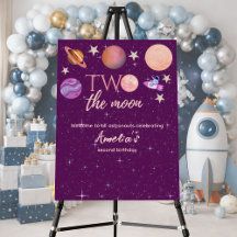 Two The Moon Girl Space Pink Planets 2nd Bday