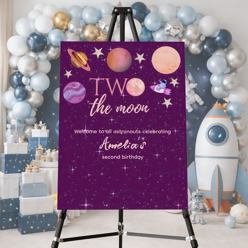 Two The Moon Girl Space Pink Planets 2nd Bday