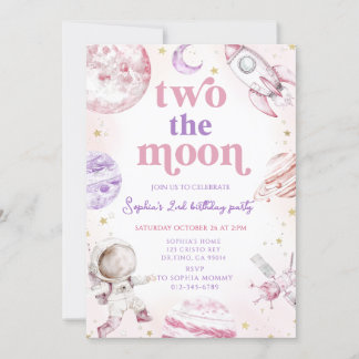 Two the Moon Girl's Birthday Invitation